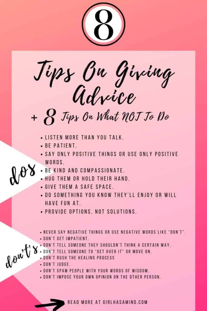 8 Tips On Giving Advice Plus 8 Tips On What NOT To Do