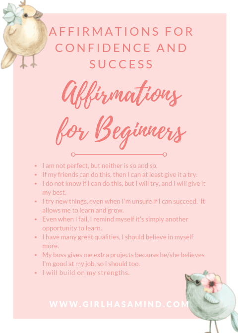 Affirmations for Confidence and Success | girlhasamind.com