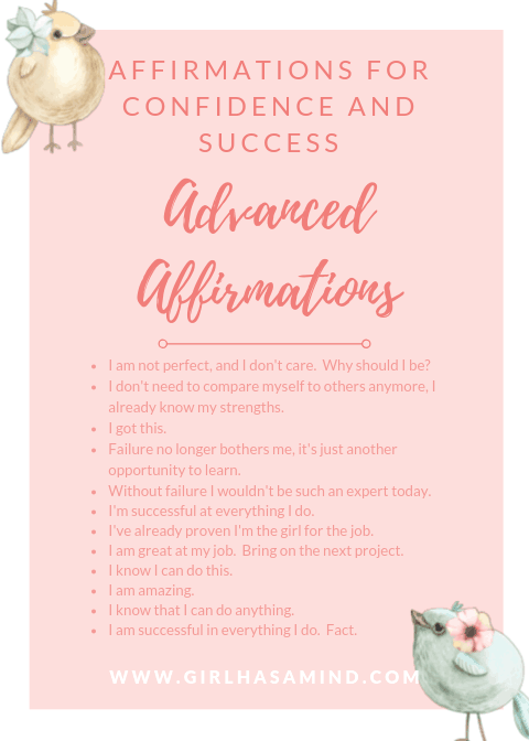 Affirmations for Confidence and Success | girlhasamind.com