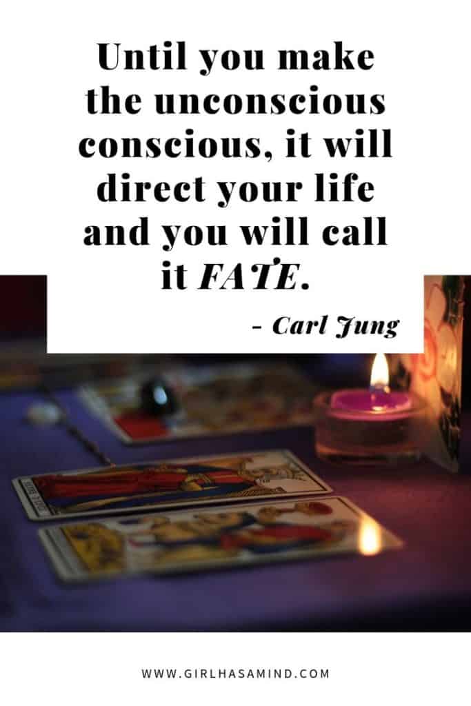 Until you make the unconscious conscious, it will be direct your life and you will call it FATE - Carl Jung | Powerful Inspirational Quotes | girlhasamind.com | #quotes #quotestoliveby #quotesoftheday #quotesinspirational #powerfulquotes #motivationalquotes #girlhasamind #carljungquotes