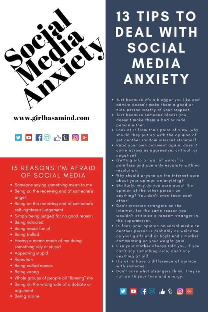Social Media Anxiety and 13 Tips to deal with Social Anxiety | girlhasamind.com